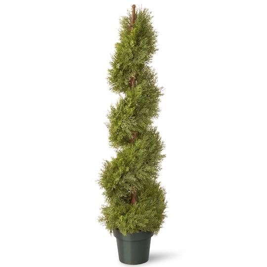 4ft. Juniper Slim Spiral Topiary with Green Pot
